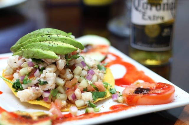 Tostada Ceviche de Pescado.